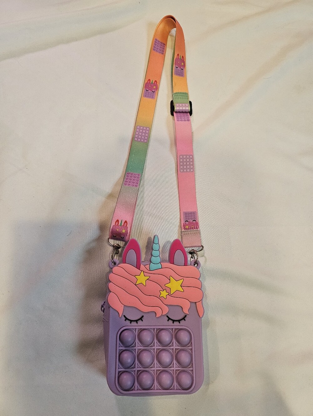 Unicorn Pop-It Crossbody Bag in Purple and Pink